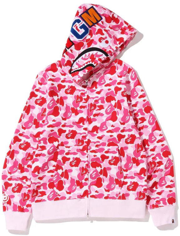 Суитчър BAPE ABC Camo Shark Full Zip Hoodie Червено | 001ZPI201002M-PNK, 0