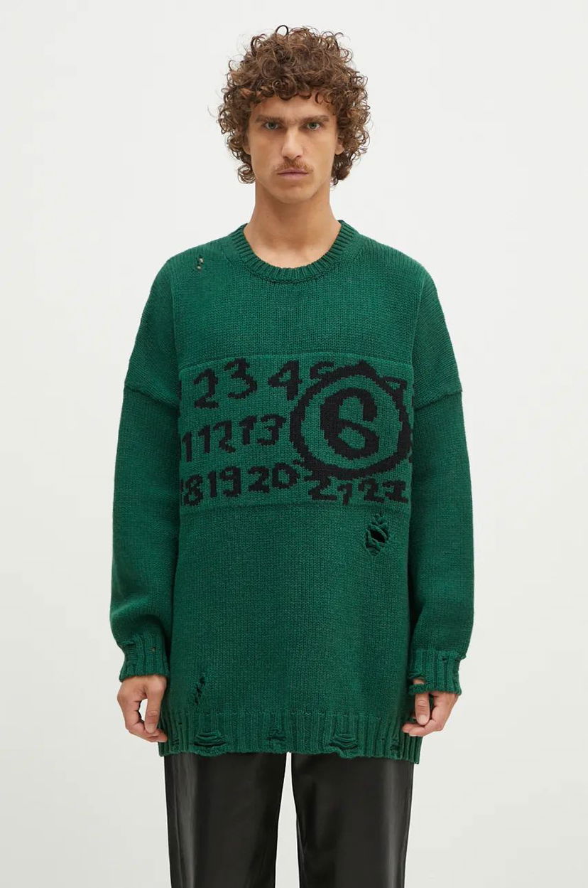 Пуловер Maison Margiela Sweater Зелено | SH2HL0015.M13074