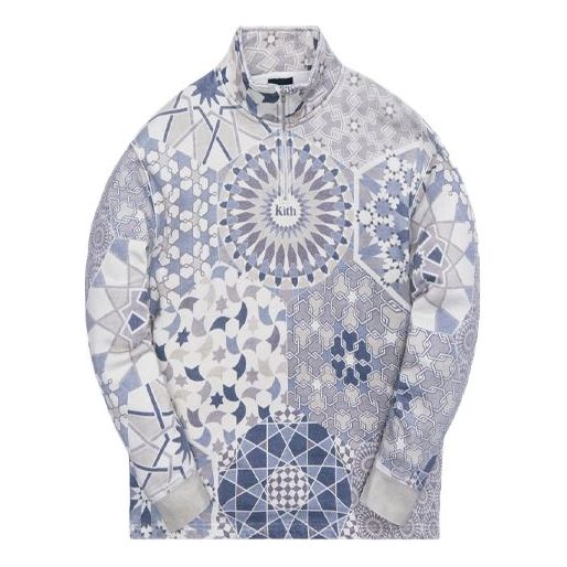 Пуловер KITH KITH Tile Print Quarter Zip Синьо | KH2662-210