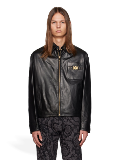 Яке Versace Zip Leather Jacket Черно | 1010587_1A07730