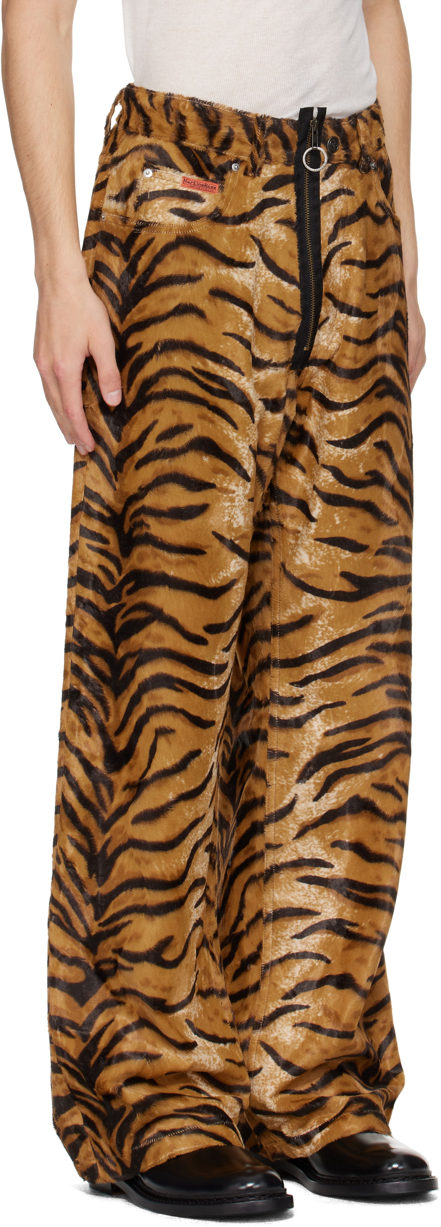 Панталони Martine Rose Martine Rose Zip Tiger Print Trousers Кафяво | 248WF06719, 1