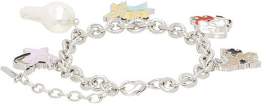 Гривна We11done We11done Silver-Tone Metal Monster Charms Bracelet with Faux Pearl Металик | WD-AJ2-25-525-U-SV, 2