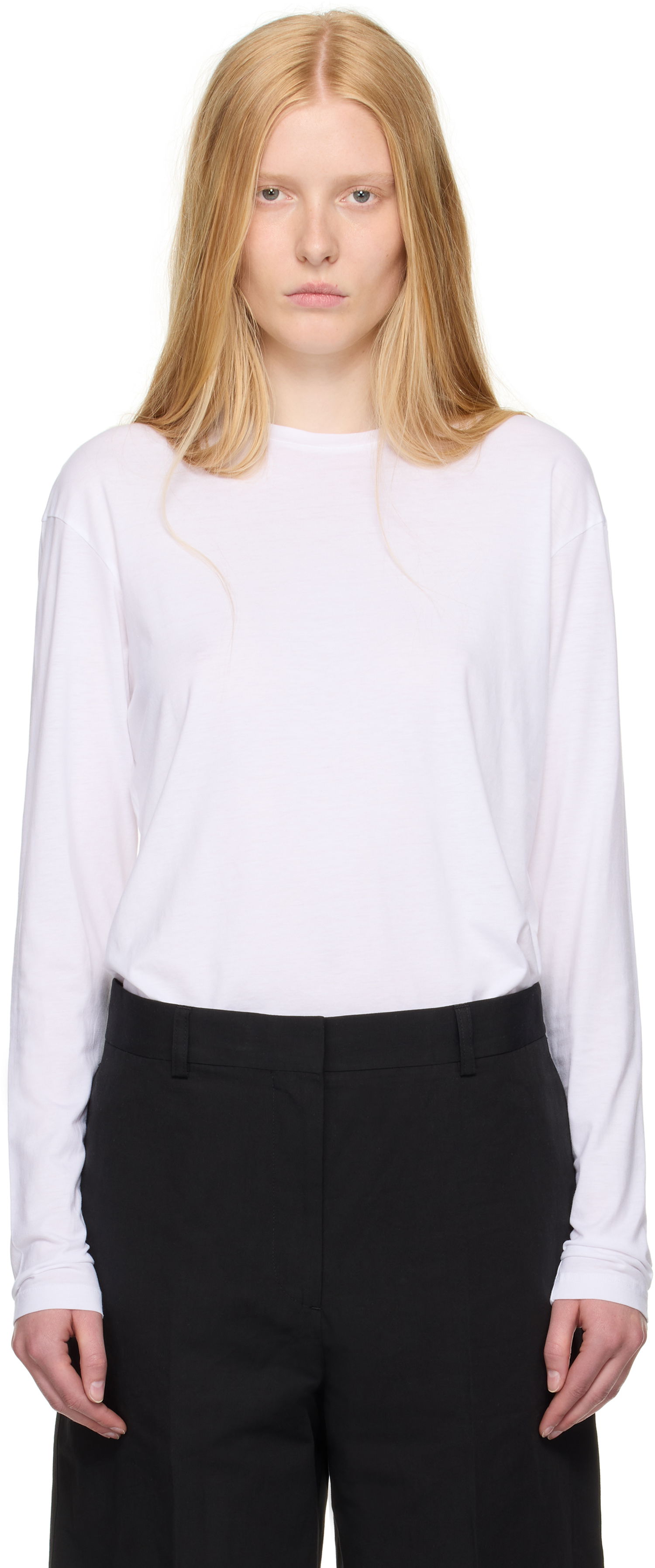 Тениска TOTEME TOTEME Classic Long Sleeve T-Shirt Бяло | 253-WRT0588-FB0419, 0