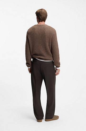 Панталони BOSS BECKHAM relaxed-fit trousers in virgin wool Кафяво | 50554905, 1