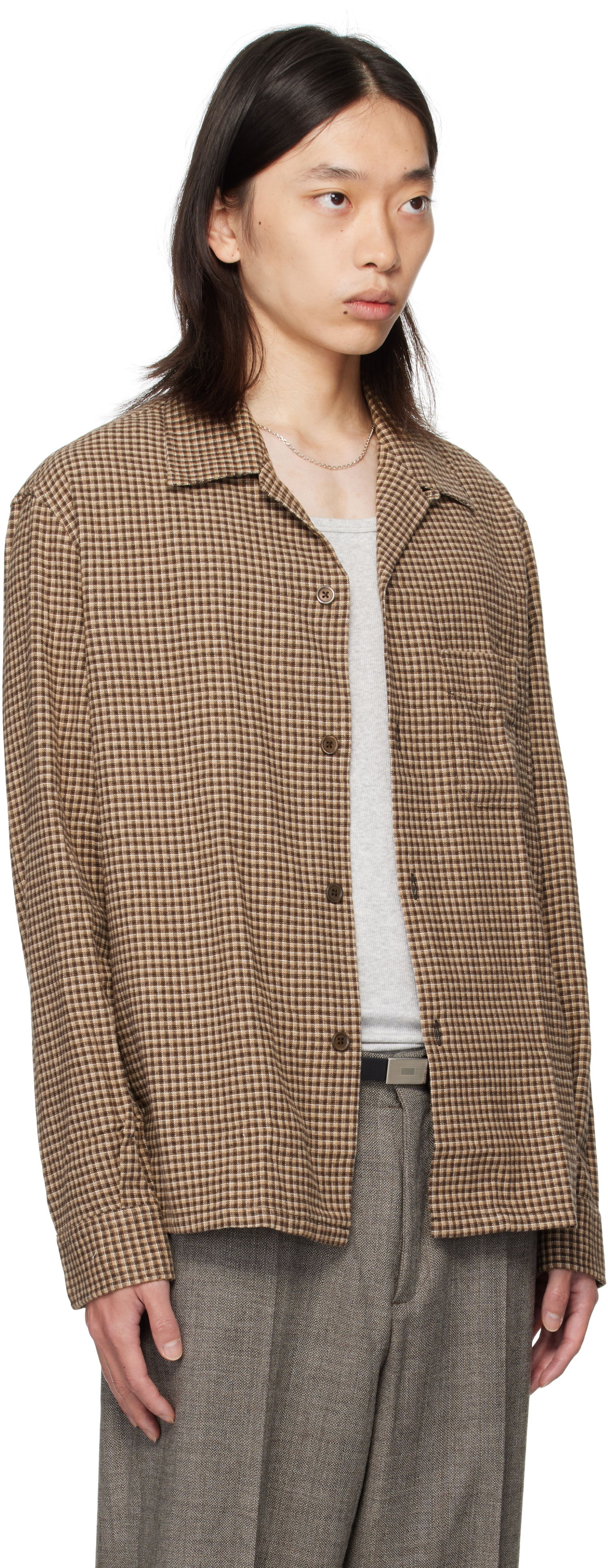 Риза OUR LEGACY OUR LEGACY Heusen Check Shirt Кафяво | M4252HE, 1