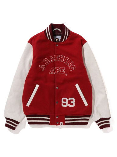 Яке BAPE Giant Ape Head Varsity Jacket Бургунди | 1I80-141-013