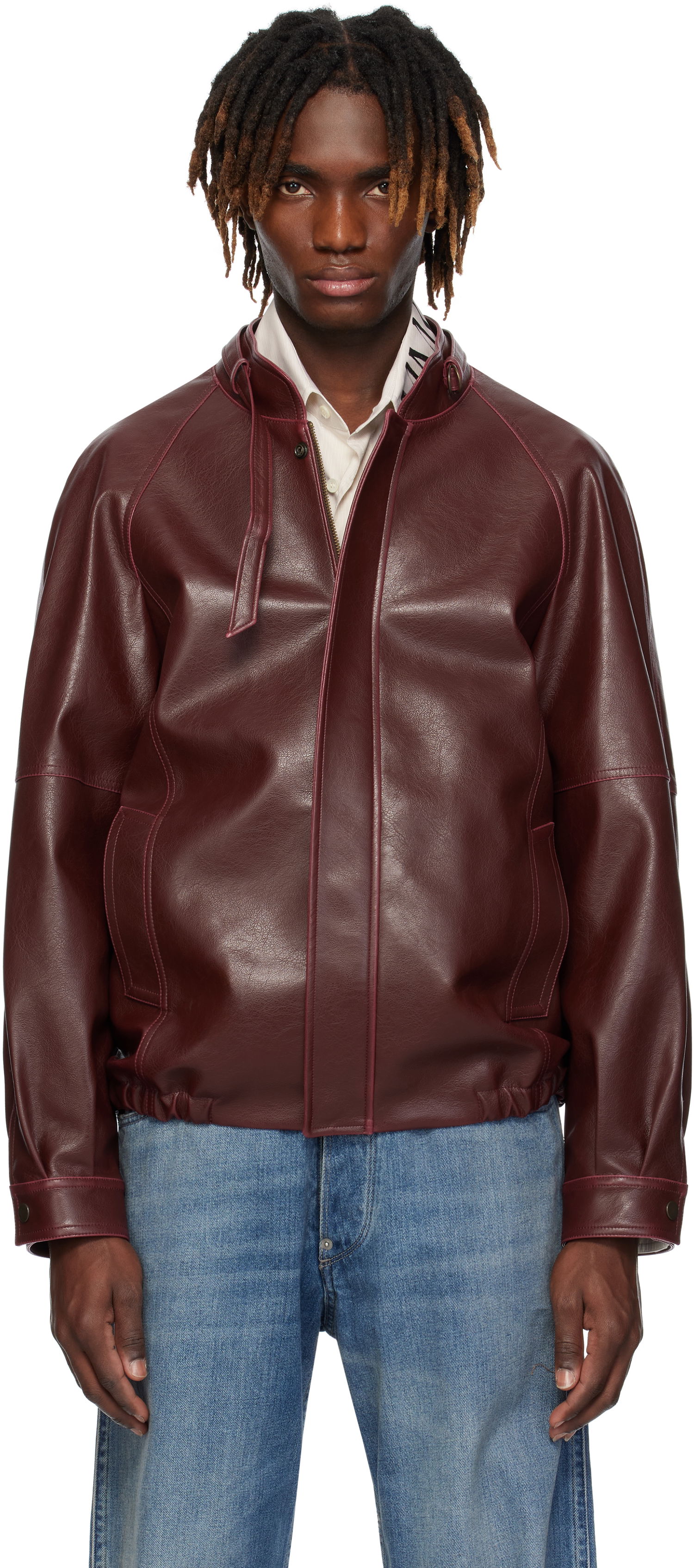 Яке бомбър Maison Margiela MM6 Maison Margiela Sports Faux-Leather Jacket Бургунди | SH2AM0023 M35455, 0