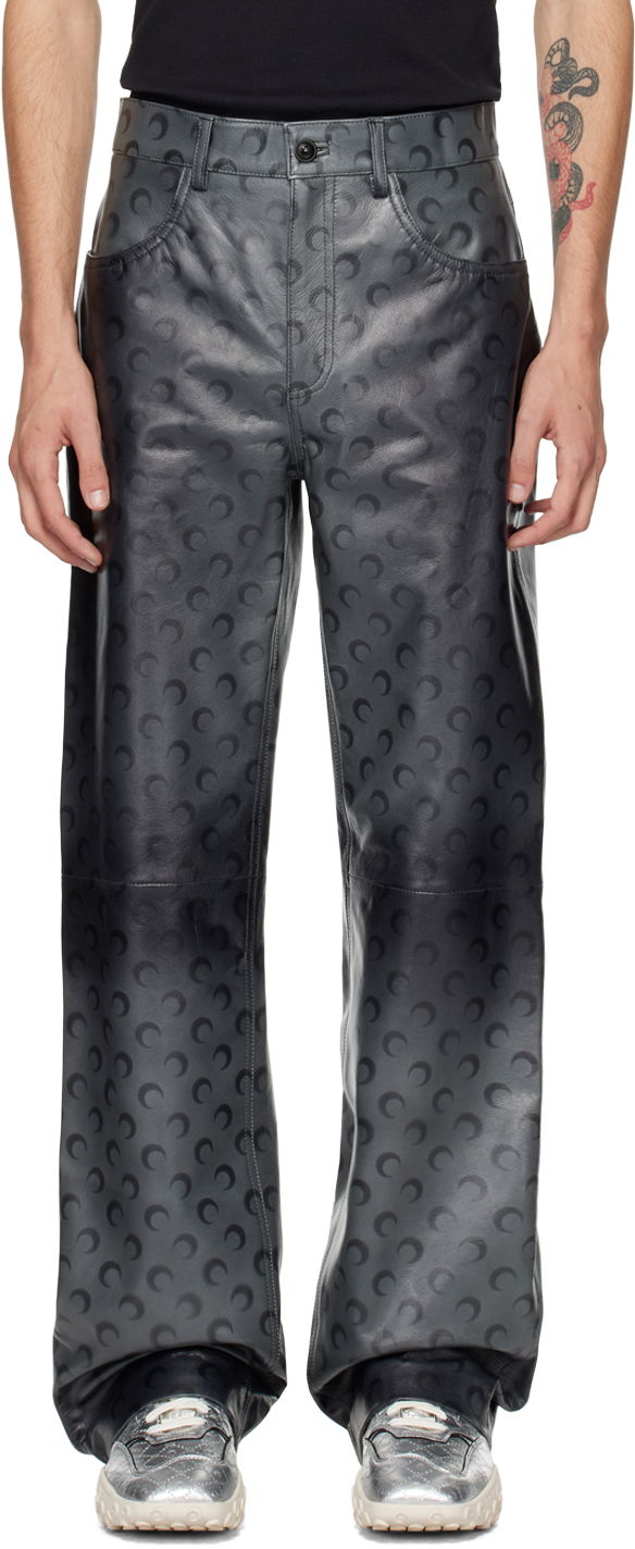 Панталони Marine Serre Marine Serre Moon Airbrushed Leather Pants Черно | MPA013A CLEA0050, 0