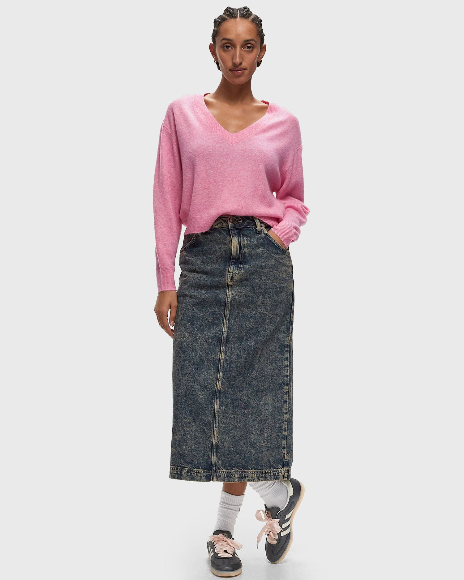 Пуловер American Vintage Sweater V-Neck Розово | RAX18AH24-PRINCESSE-CHINE, 1