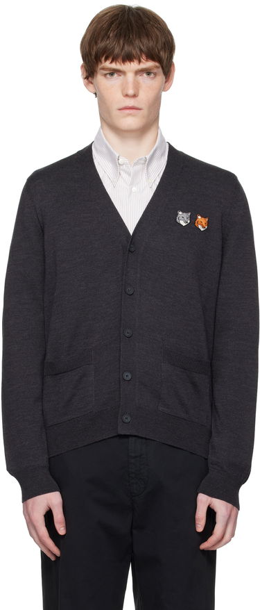 Пуловер MAISON KITSUNÉ Double Bold Fox Head Patch Regular Cardigan Сиво | OM051CFKT1036, 0