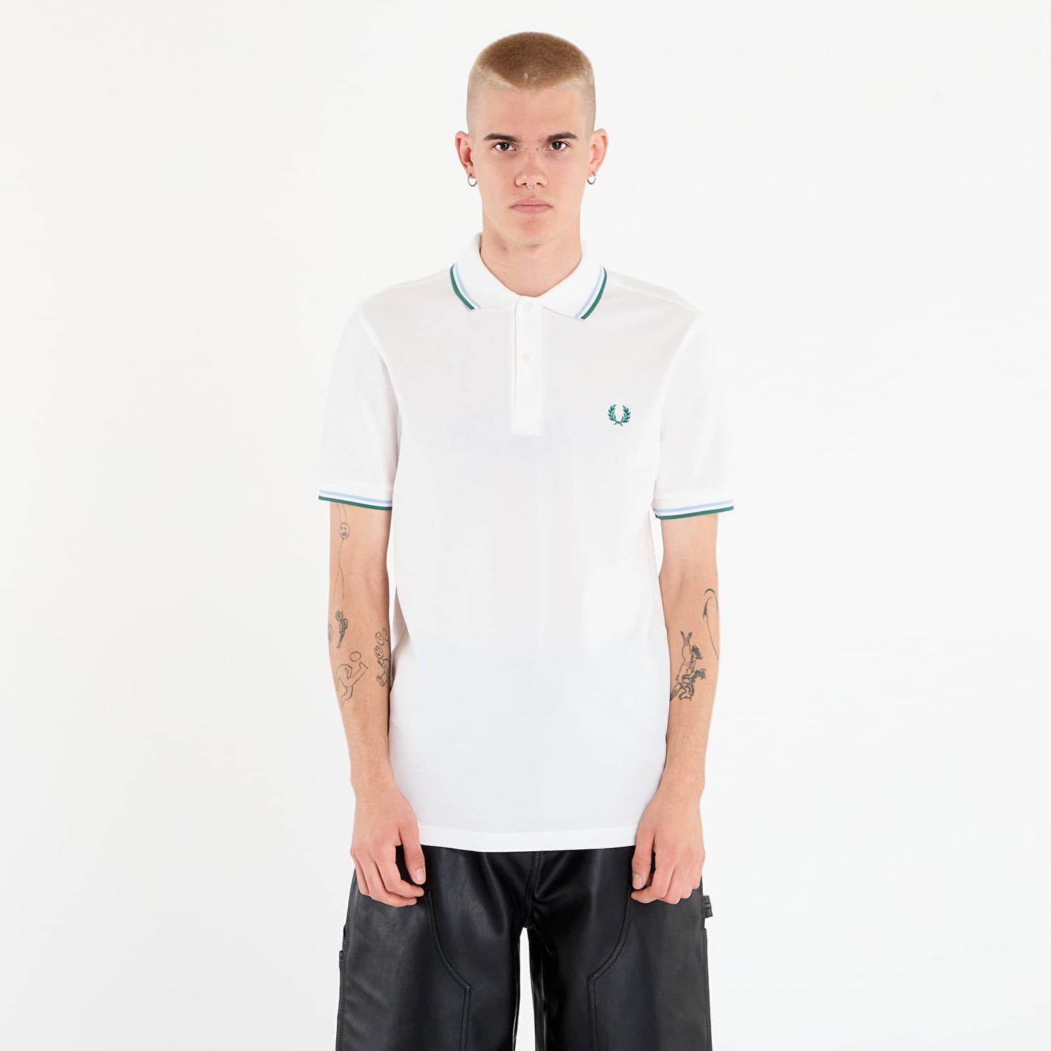 Поло тениска Fred Perry Twin Tipped Shirt Бяло | M3600 Z52, 0