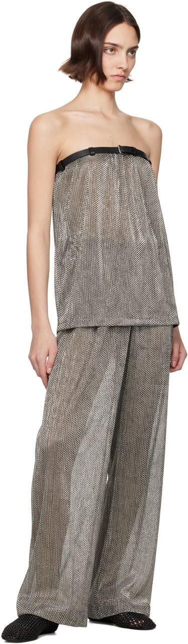 Панталони Nanushka Nanushka Maglie Metallic Knit Trousers Металик | NW25SSPA30082, 3