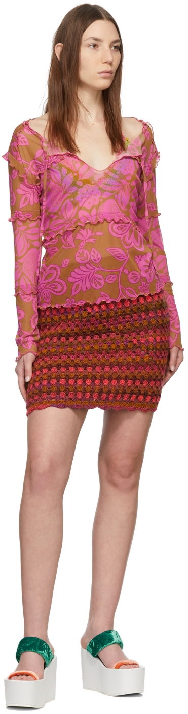 Пола Anna Sui Anna Sui Konry K Edition Ombre Crochet Miniskirt Многоцветен | 222N10, 3