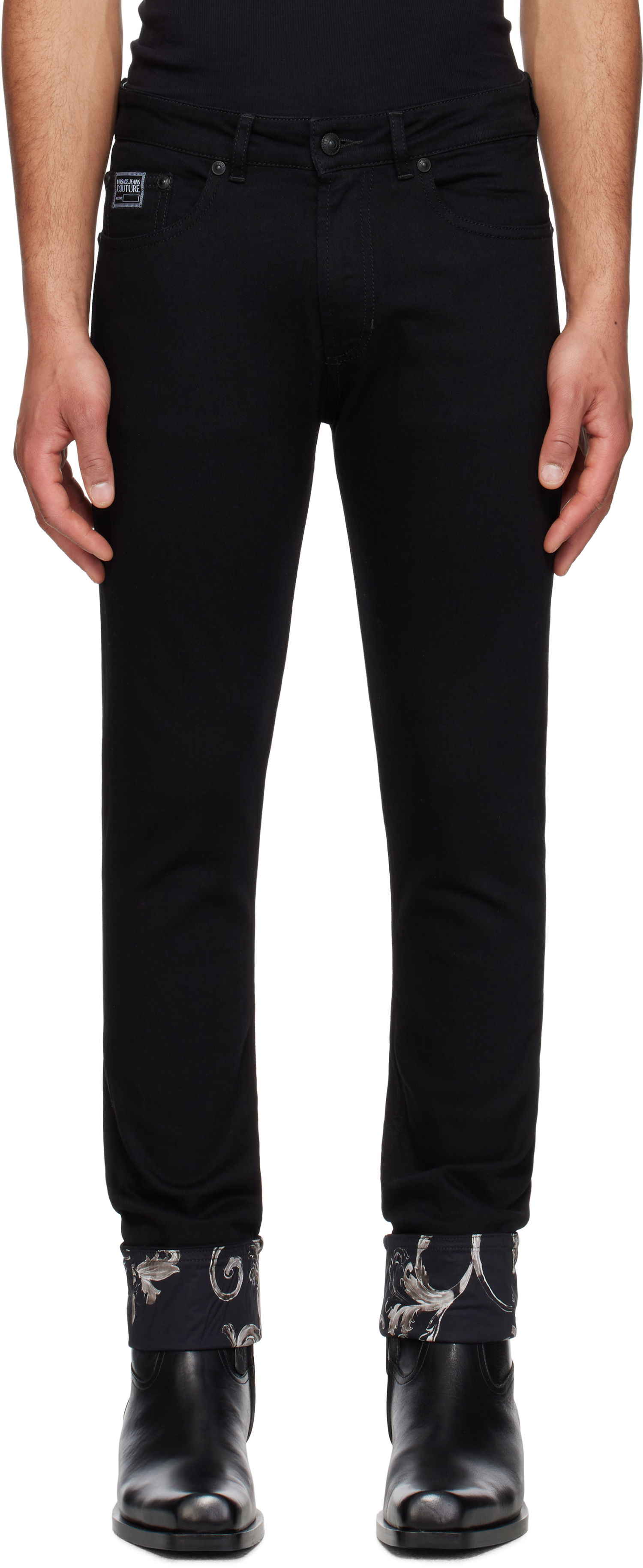 Дънки Versace Versace Jeans Couture Contrast Cuff Jeans Черно | E78GAB5DC_EDW040L54, 0