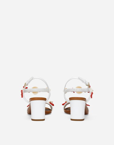 Кецове и обувки Dolce & Gabbana Nappa Leather Sandals With Coral Embroidery Бяло | CR1746AW1168V135, 2