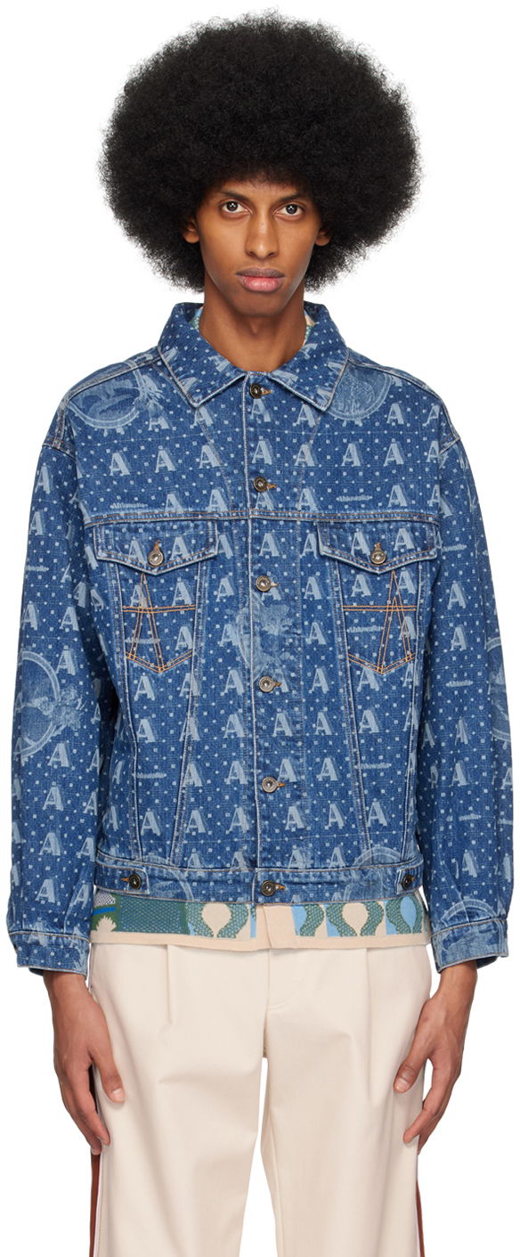 Яке бомбър Ahluwalia Printed Denim Jacket Синьо | M-AHLU-DE001-SS23-FA61-DI