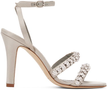 Аксесоари Manolo Blahnik Manolo Blahnik Vedada Jeweled Satin Heeled Sandals Сиво | 223-1379, 0