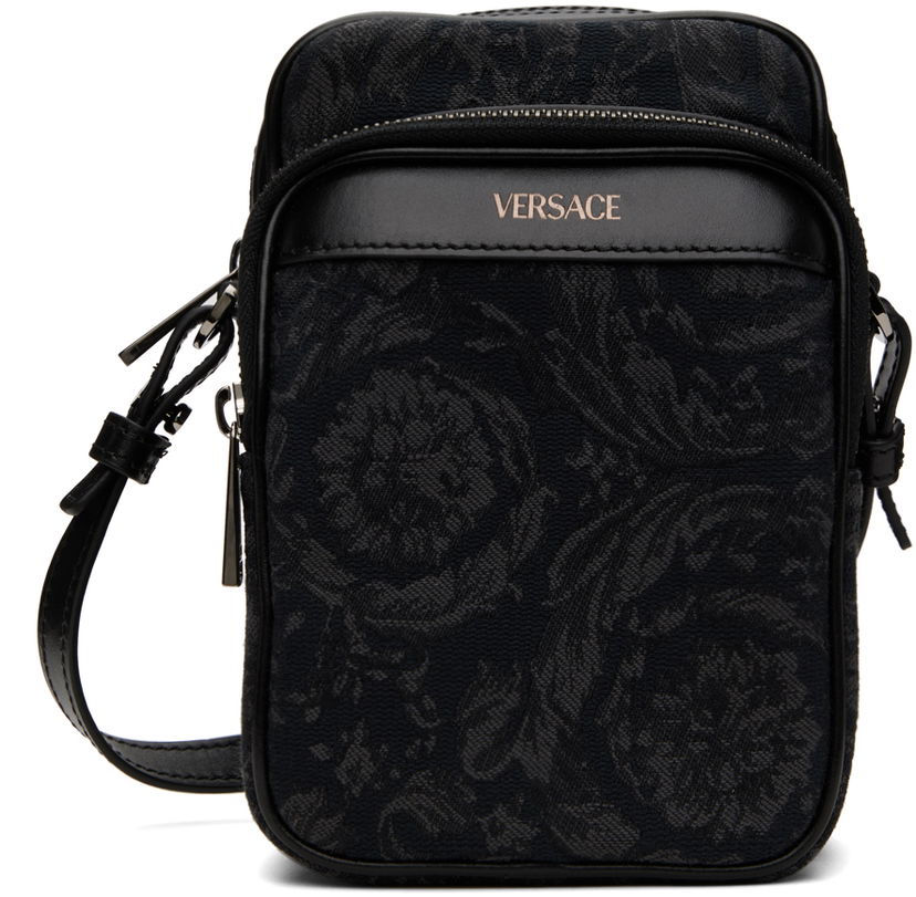 Чанта през рамо Versace Black Barocco Crossbody Pouch Черно | 1013531_1A09321