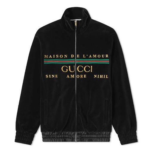 Суитчър Gucci Embroidered Zip-Up Velvet Jacket Черно | 595533-XJBTD-1082, 0