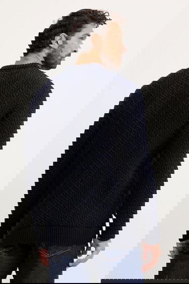 Пуловер Barbour Barbour Cable Knit Sweater Тъмно синьо | MKN1679, 2