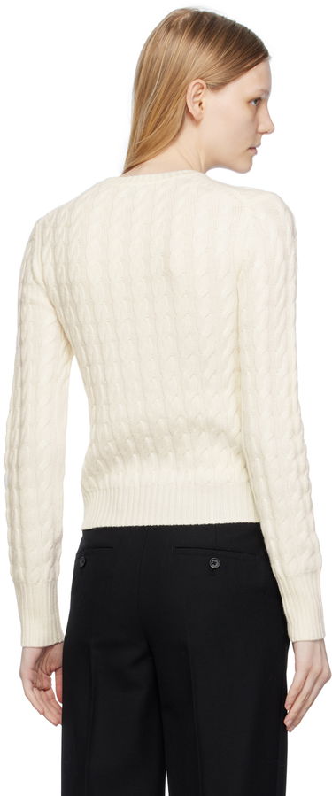 Пуловер TOTEME TOTEME Petite Cable Knit Sweater Бяло | 234-WRTWTP172-YA0008, 2