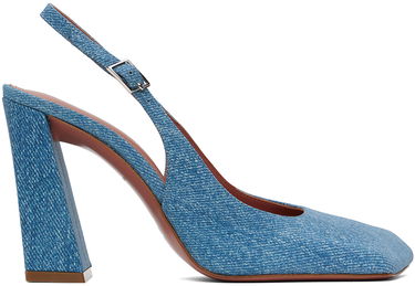 Кецове и обувки Amina Muaddi Sling Suede Heels Синьо | CHARLOTTE SLING BLOCK PRINTED, 0