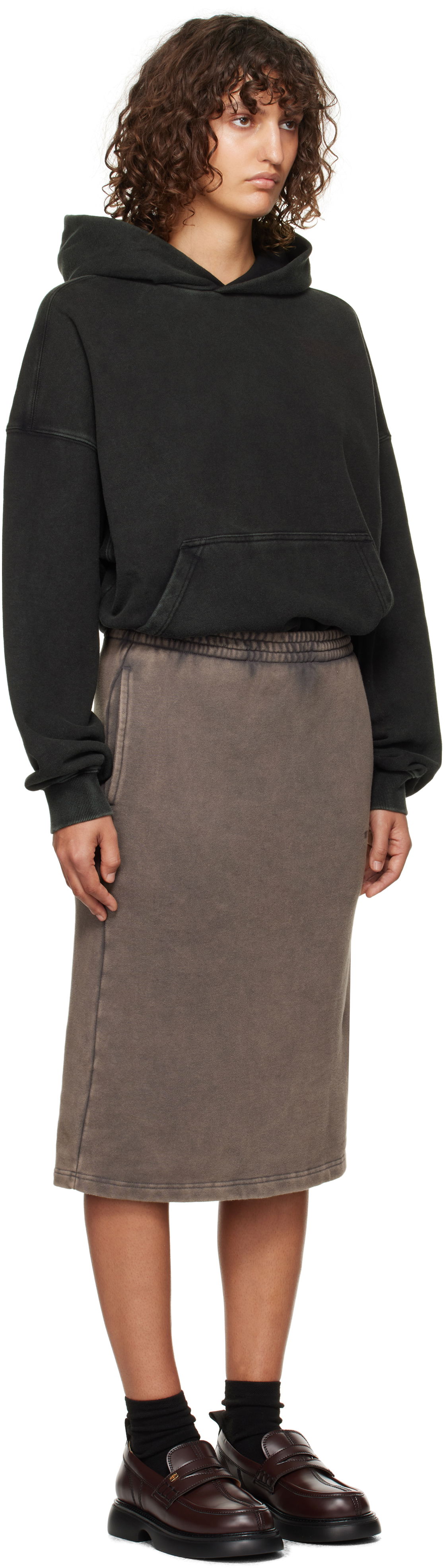 Пола We11done We11Done Layered Hoodie Dress Кафяво | WD-TO3-24-851-W-BK, 1