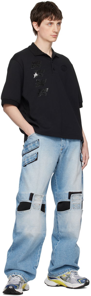 Поло тениска We11done Logo-Appliquéd Cotton-Jersey Polo Черно | WD-TT1-22-537-U-BK, 3