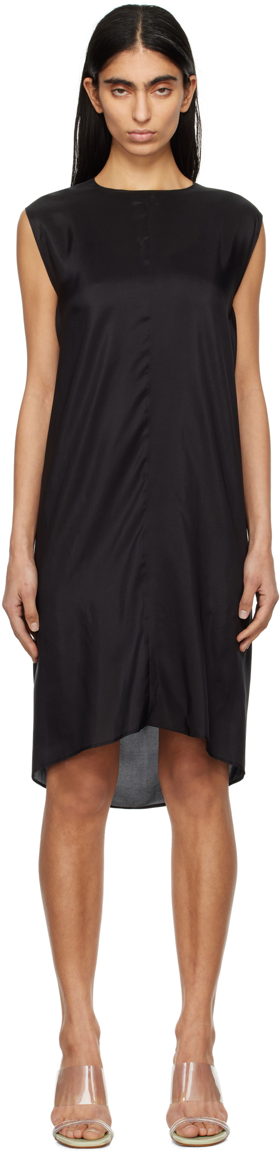 Pокля Maison Margiela MM6 Maison Margiela Silk Shift Midi Dress Черно | S52DA0064 M35244, 0