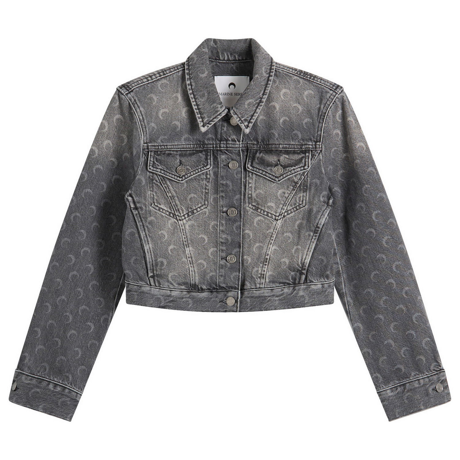 Яке Marine Serre Marine Serre Moon Laser Denim Crop Jacket Сиво | WJA041BCDEN0006-GR90, 1
