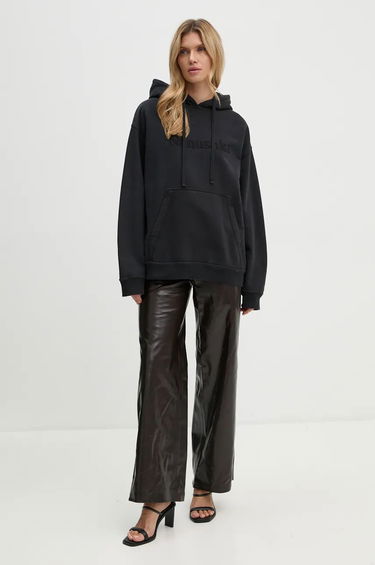 Суитчър Nanushka Black Hoodie with Embroidered Logo Черно | NU24CRSH00199, 1