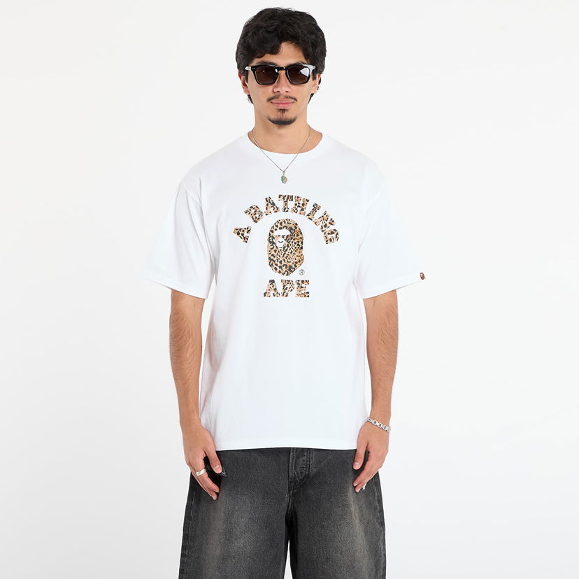 Тениска BAPE Wild Leopard Pattern College T-shirt Бяло | 001TEL801039MWHA