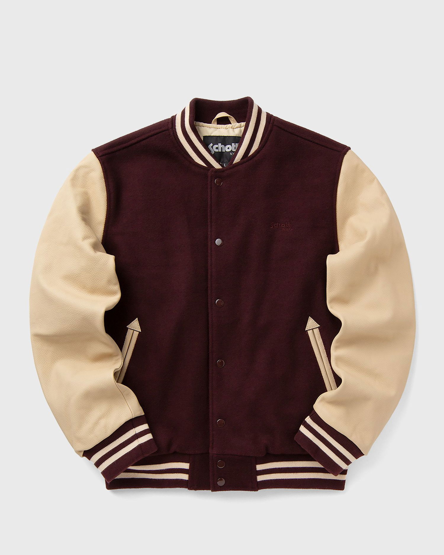 Яке Schott NYC Varsity Jacket Бургунди | LC8705-BORDEAUX-BEIGE, 0