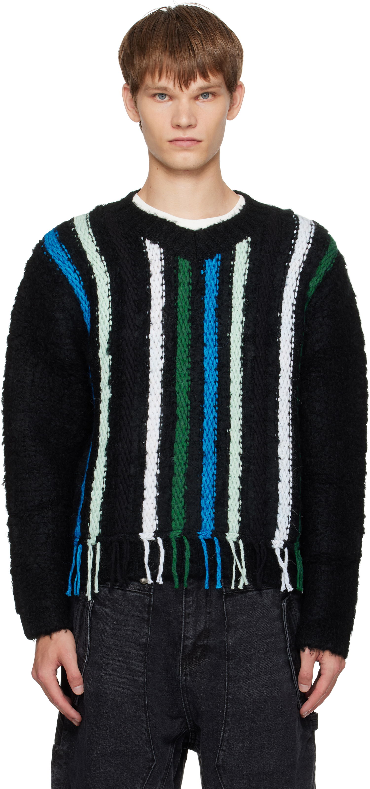 Пуловер Andersson Bell Andersson Bell Reverse Stripe Fringe Sweater Черно | atb1350u, 0