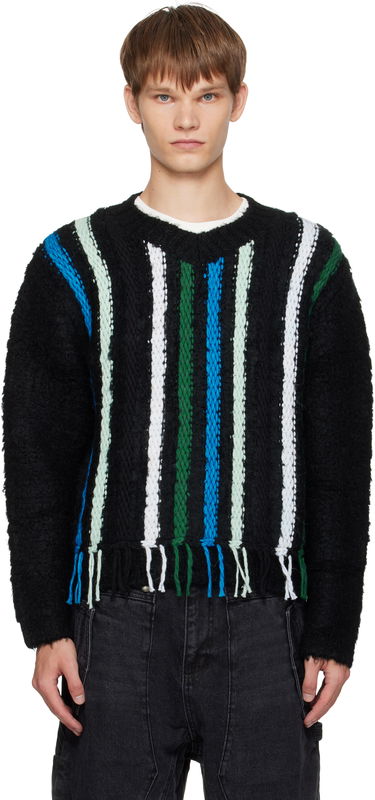 Пуловер Andersson Bell Andersson Bell Reverse Stripe Fringe Sweater Черно | atb1350u, 0