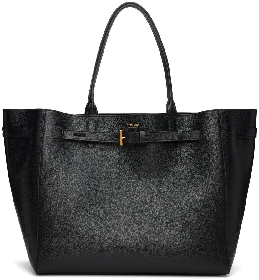Голяма пазарска чанта Tom Ford Tom Ford Grain Leather Large Tote Черно | L1823-LCL429X