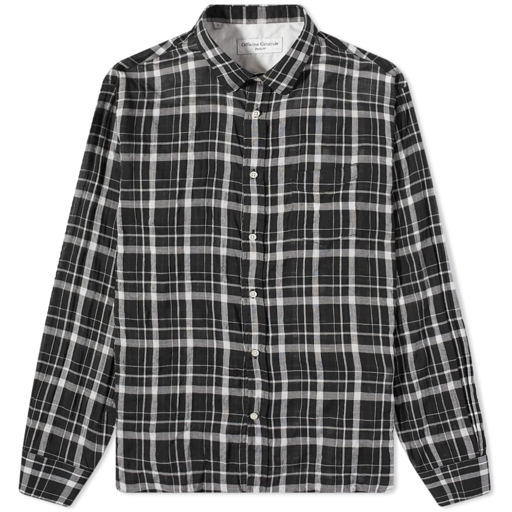 Риза Officine Générale Officine Generale Lipp Japanese Cotton Check Shirt Черно | S23-MSHI-009, 0