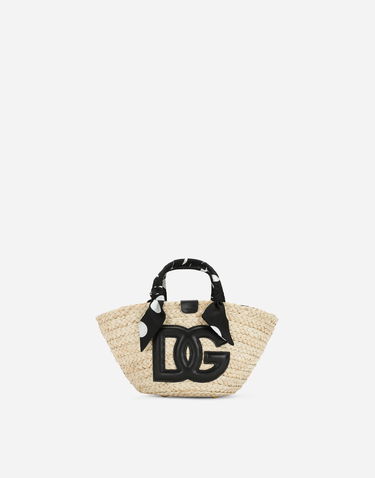 Голяма пазарска чанта Dolce & Gabbana Dolce & Gabbana Small Kendra Straw Tote Bag with Polka Dot Handles Бежово | BB7695AW163HNXUW, 0