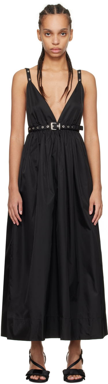 Pокля GANNI GANNI Duchesse Nylon Strap Maxi Dress Черно | W0030, 0