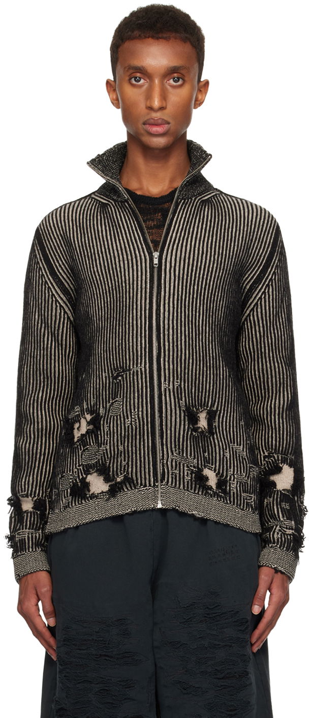 Пуловер Maison Margiela Ribbed Wool Cardigan Черно | SH2AM0016 M13076, 0