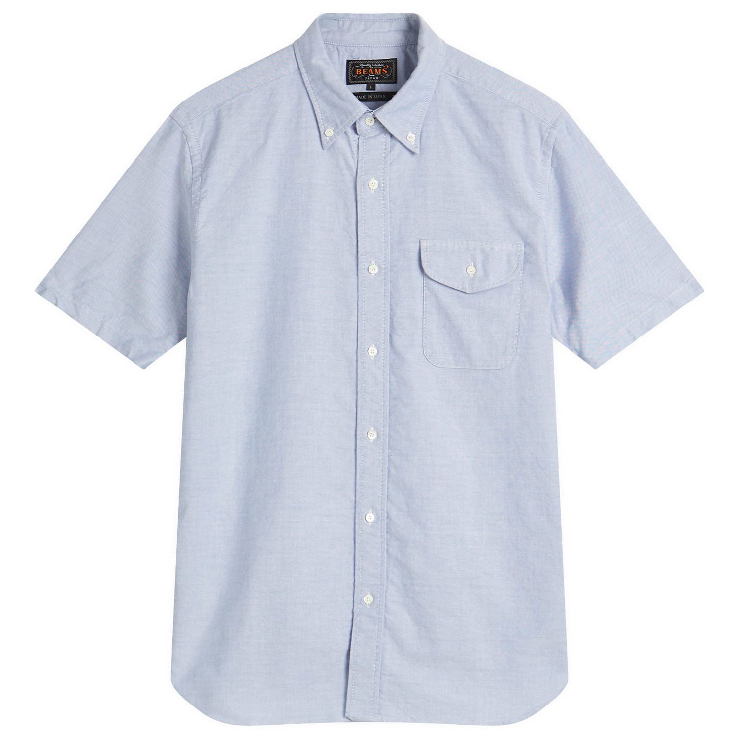 Риза BEAMS Plus Button Down Short Sleeve Oxford Shirt, Size Medium Синьо | 3801-0032-139-70, 1