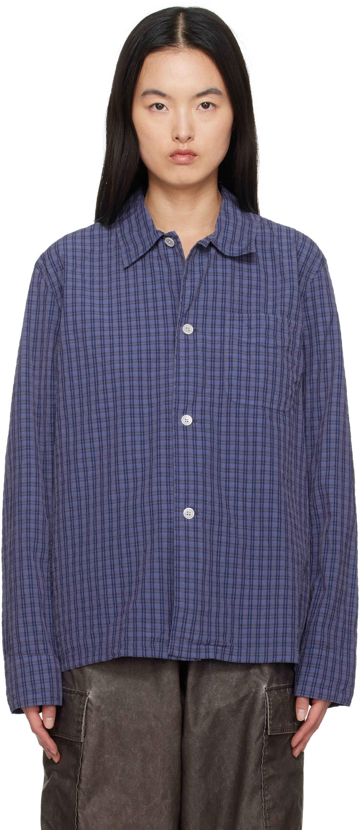 Риза OUR LEGACY Our Legacy Box Check Shirt Лилаво | M2252BK, 0