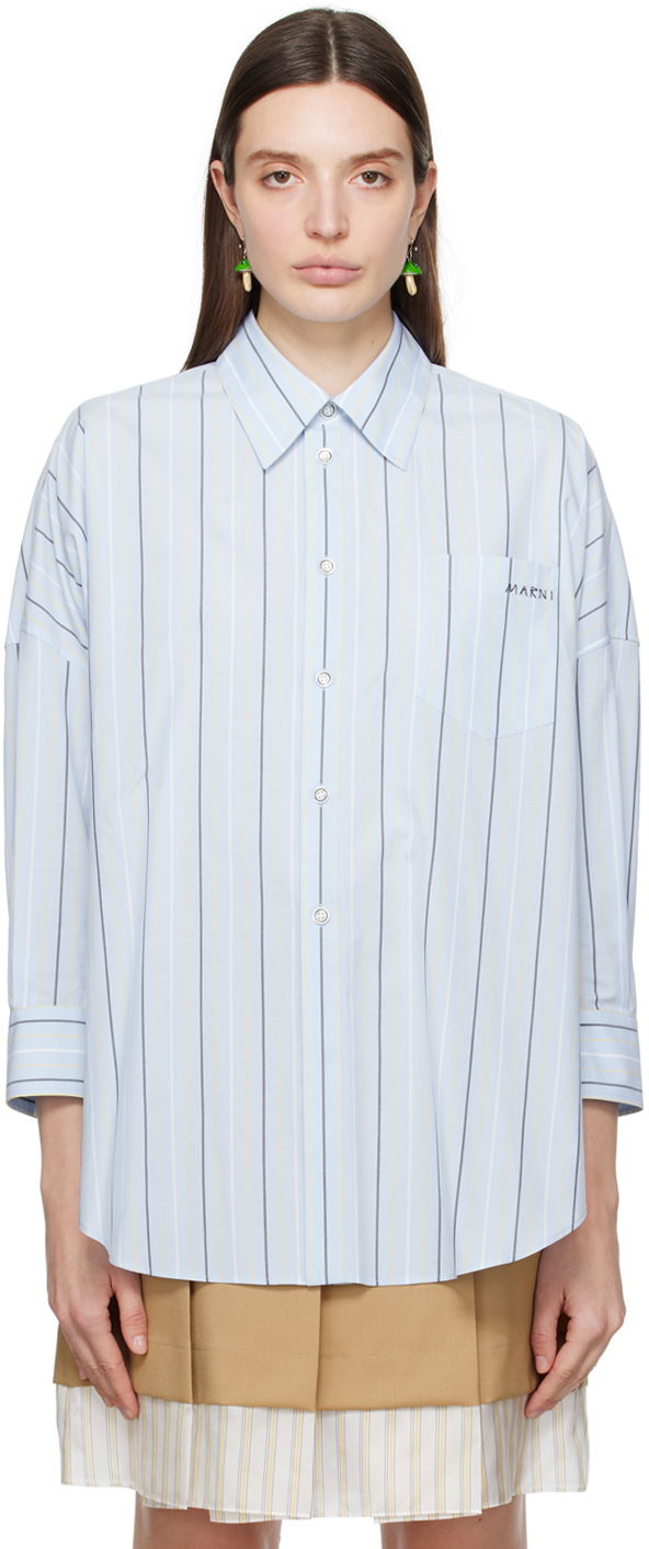 Риза Marni Striped Shirt Синьо | CAMA0567S0 UTC313