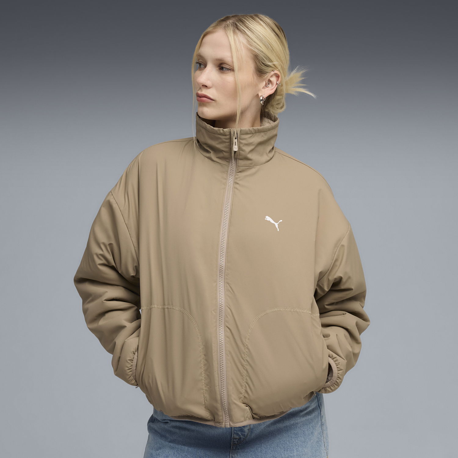 Пухо яке Puma Reversible Hybrid Sherpa Jacket Бежово | 688386_87, 0