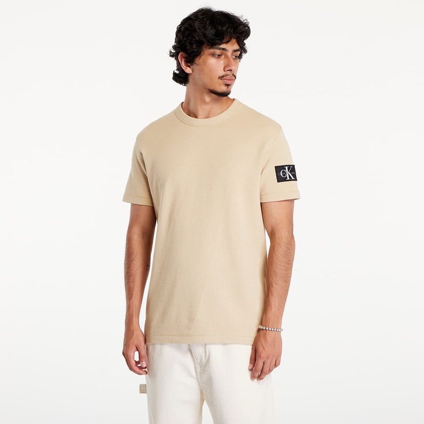 Тениска CALVIN KLEIN Badge Waffle Tee Khaki Бежово | J30J323489 RAE