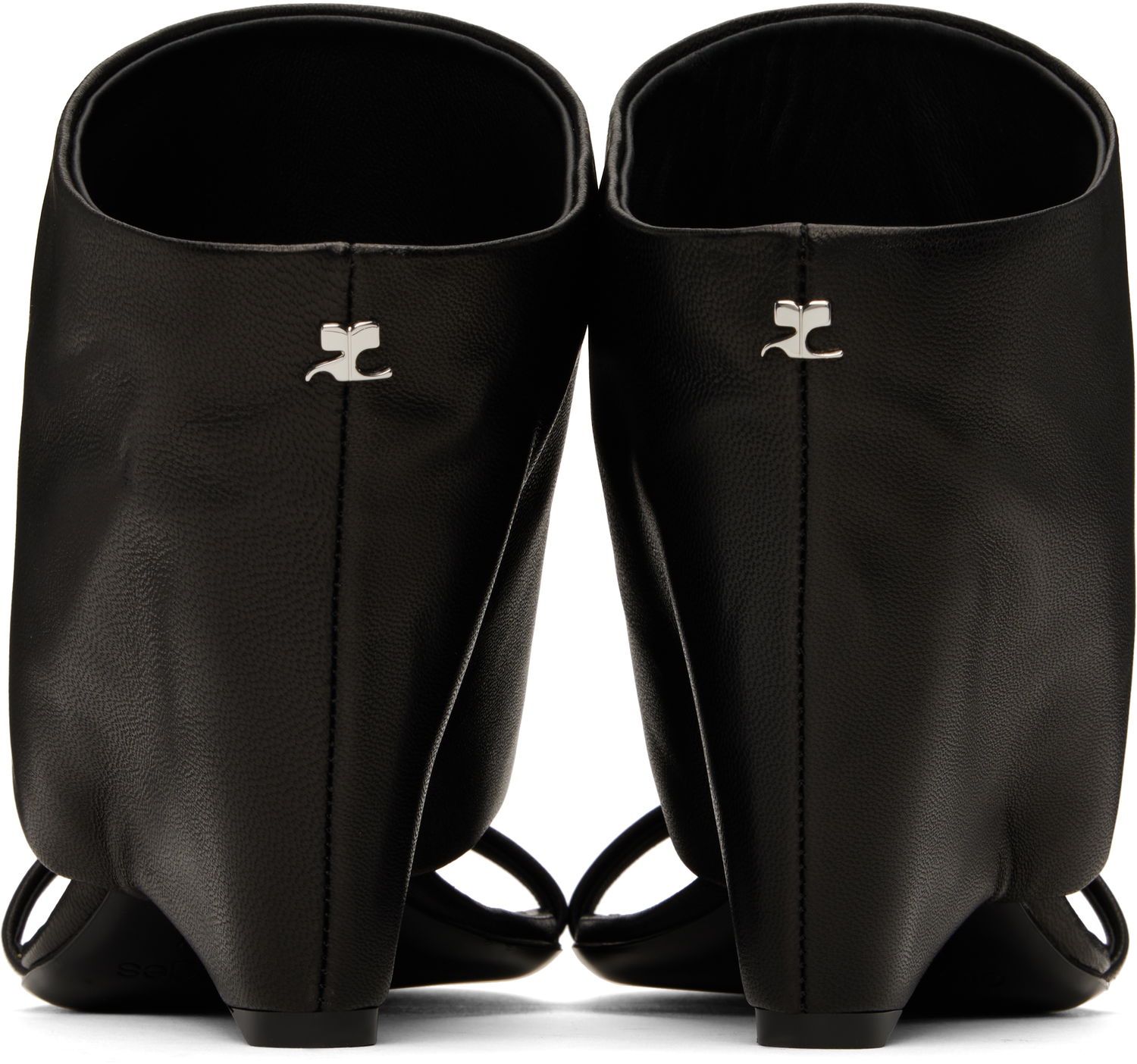 Кецове и обувки Courrèges Courrèges Oblique Wedged Leather Mules Черно | 225SSD037AG0030, 1