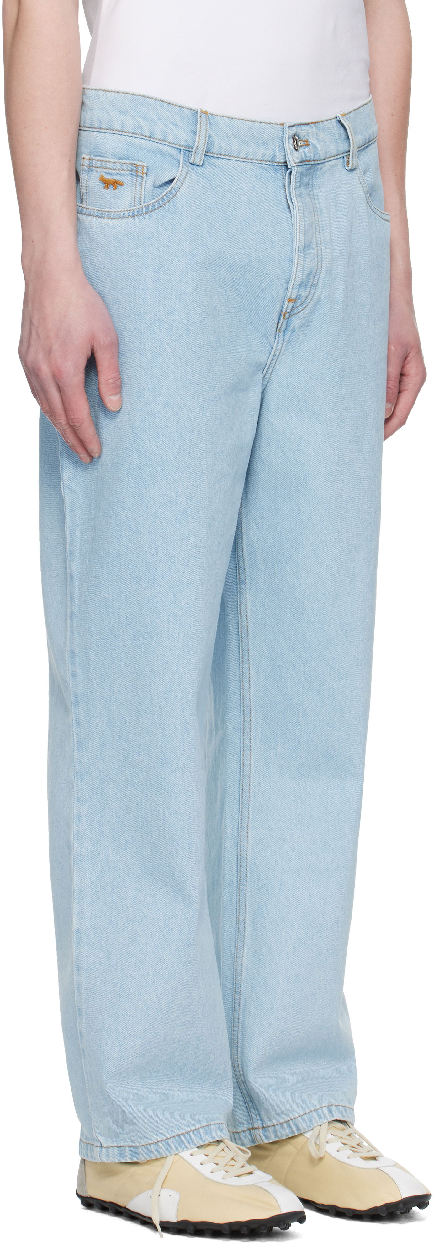 Дънки MAISON KITSUNÉ Maison Kitsuné Relaxed Jeans Синьо | OM01105WD4009, 1
