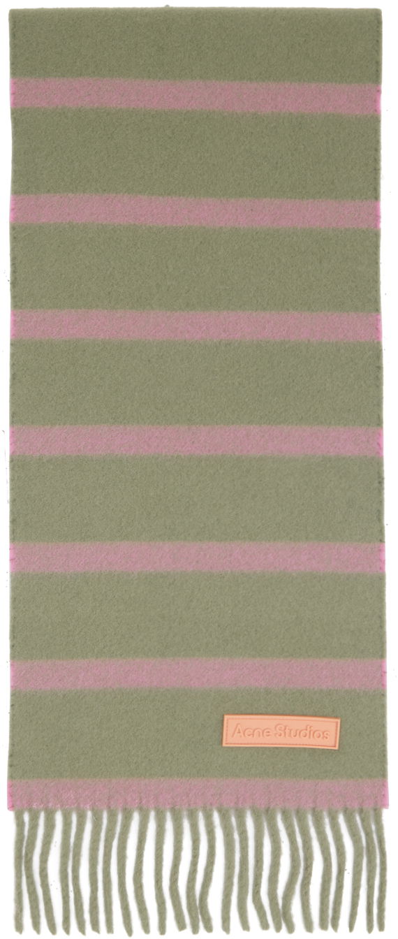 Облекло Acne Studios Green & Pink Striped Scarf Бежово | CA0280-, 0