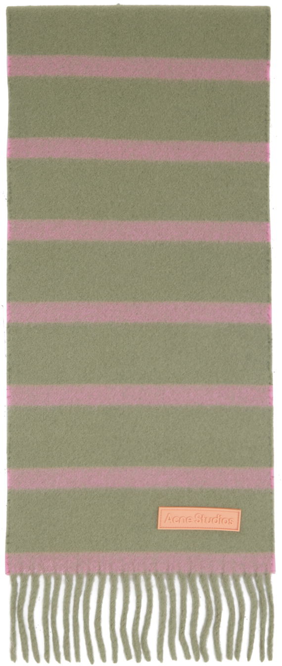 Облекло Acne Studios Green & Pink Striped Scarf Бежово | CA0280-