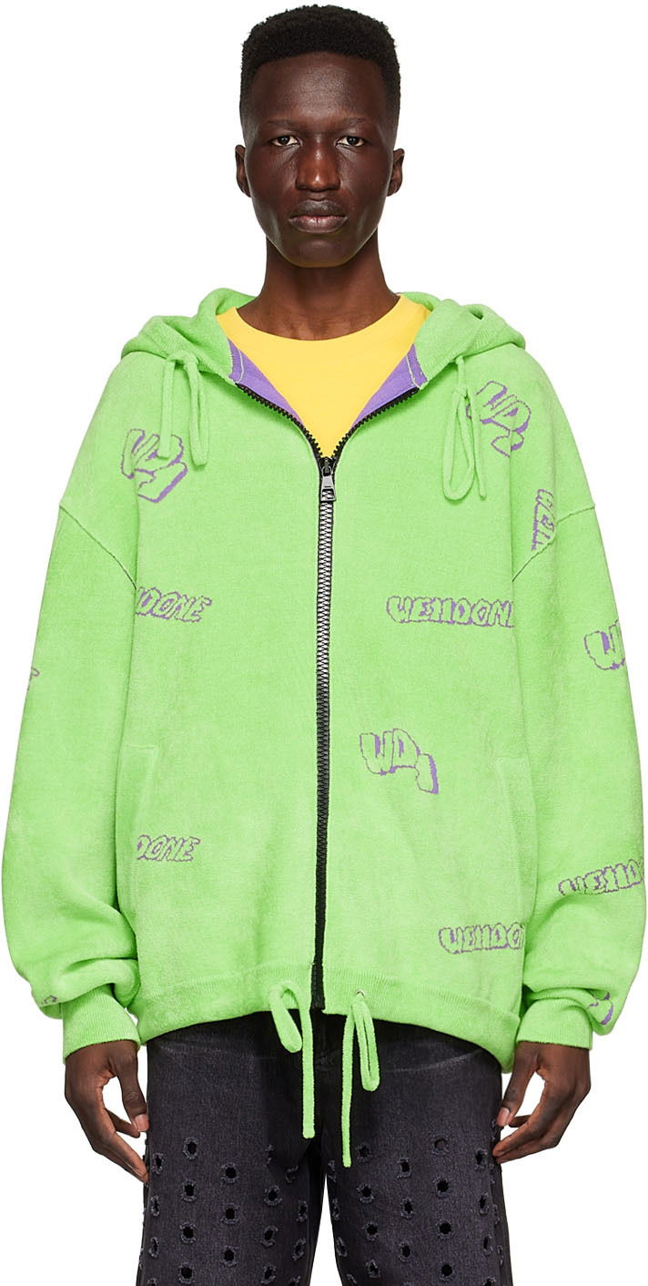 Суитчър We11done We11done Viscose Zip-Up Hoodie Зелено | WD-KJ1-22-616-U-LM, 0